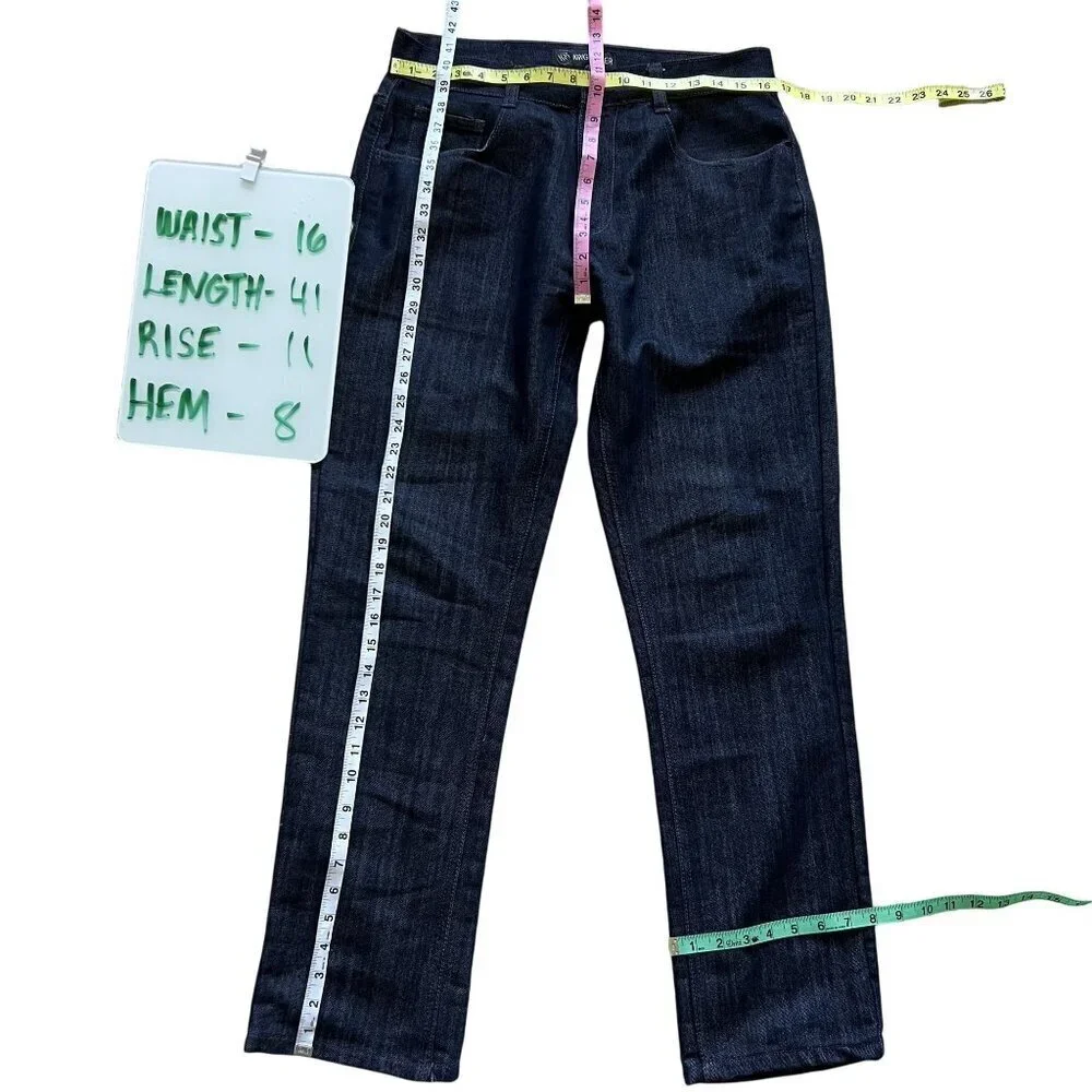 Vintage Y2K King Maker Mens 34x30 Dark Denim Jeans Embroidered Pockets Hip Hop